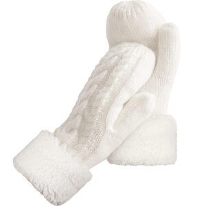 3673 Winter Warm Mittens For Women, Cozy Thick Knitted Glovess &
